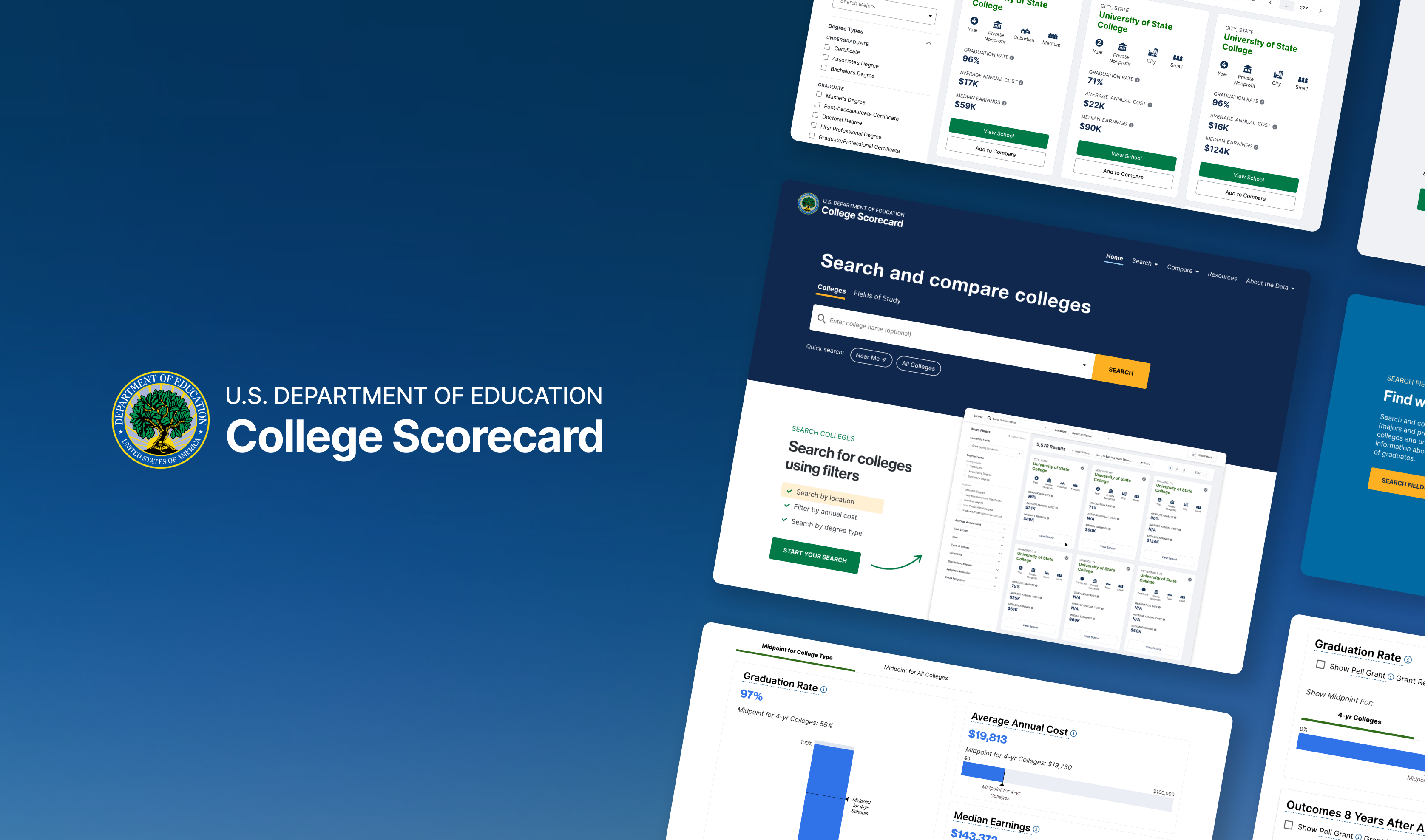 College Scorecard Redesign — redesigned search and compare interface for the U.S. Department of Education