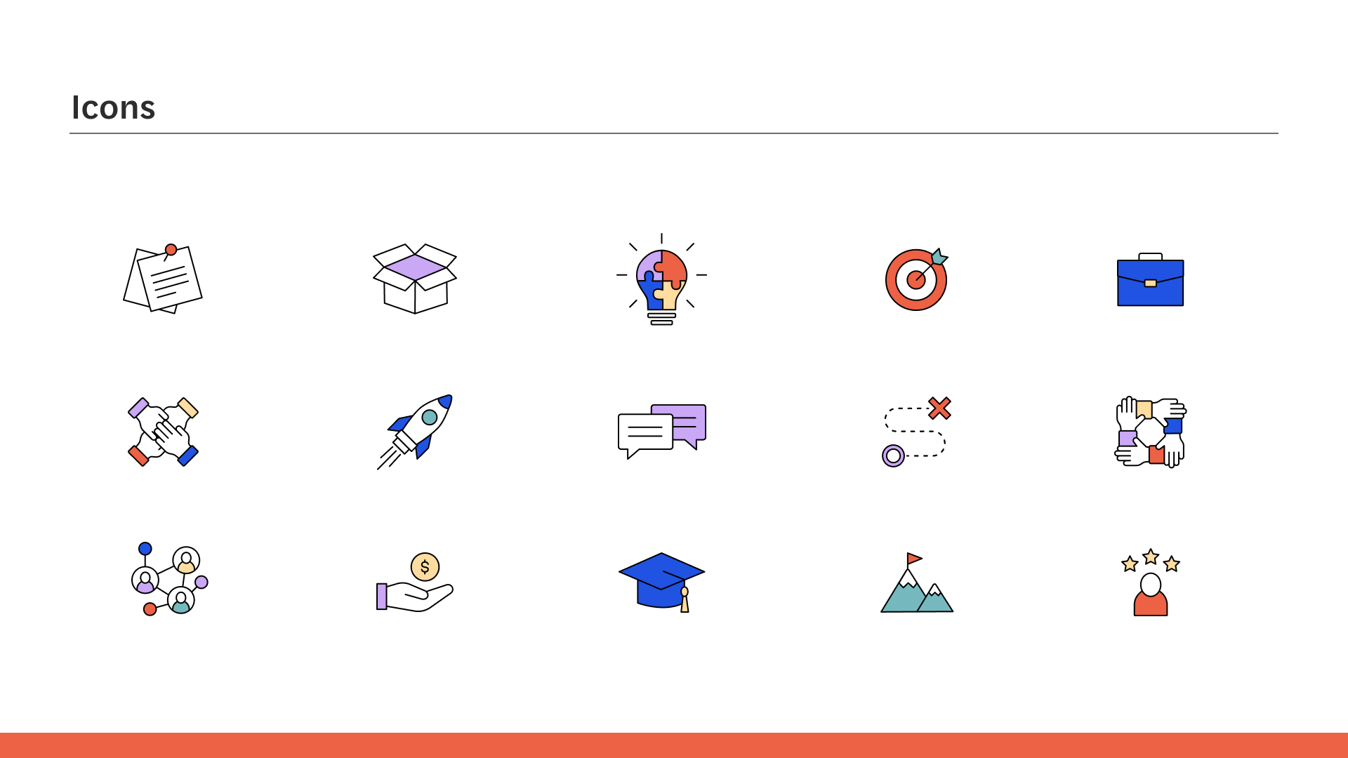 Launch icon set — custom icons used throughout the platform