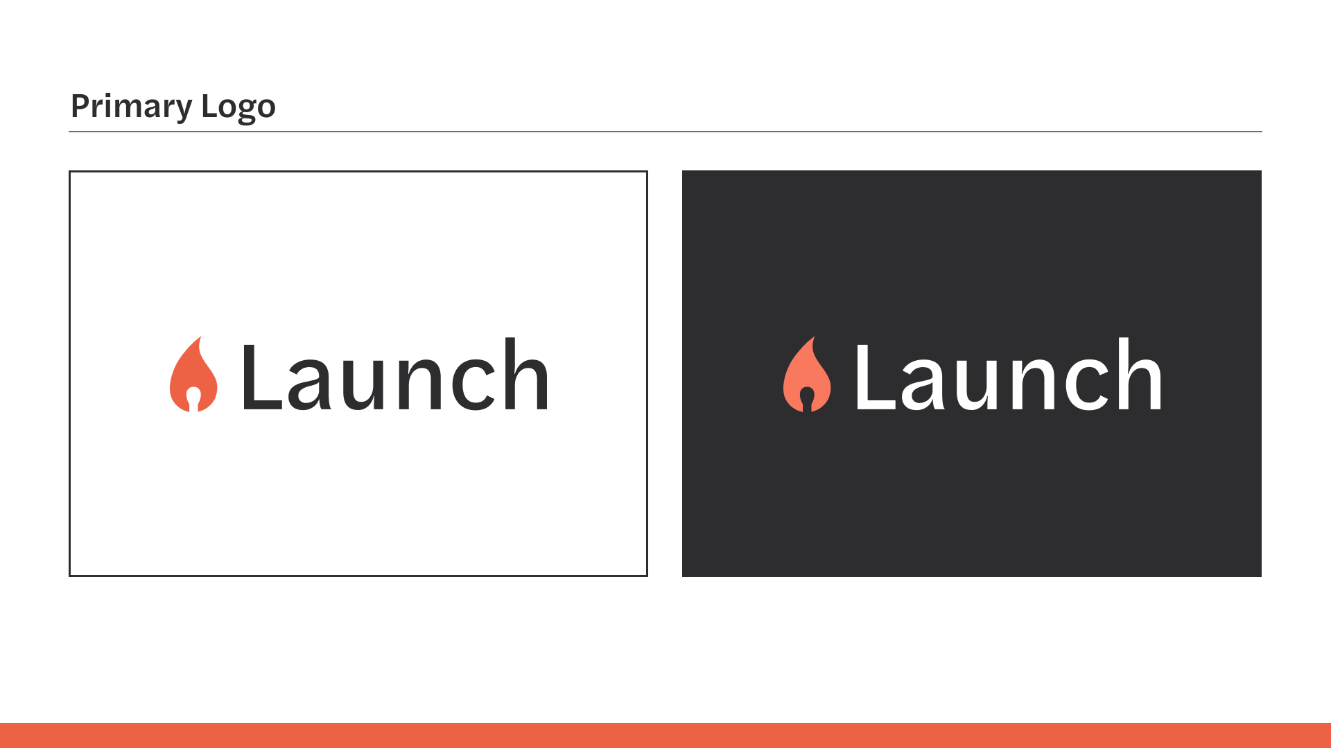 Launch logo — red wordmark with flame icon, light and dark variants