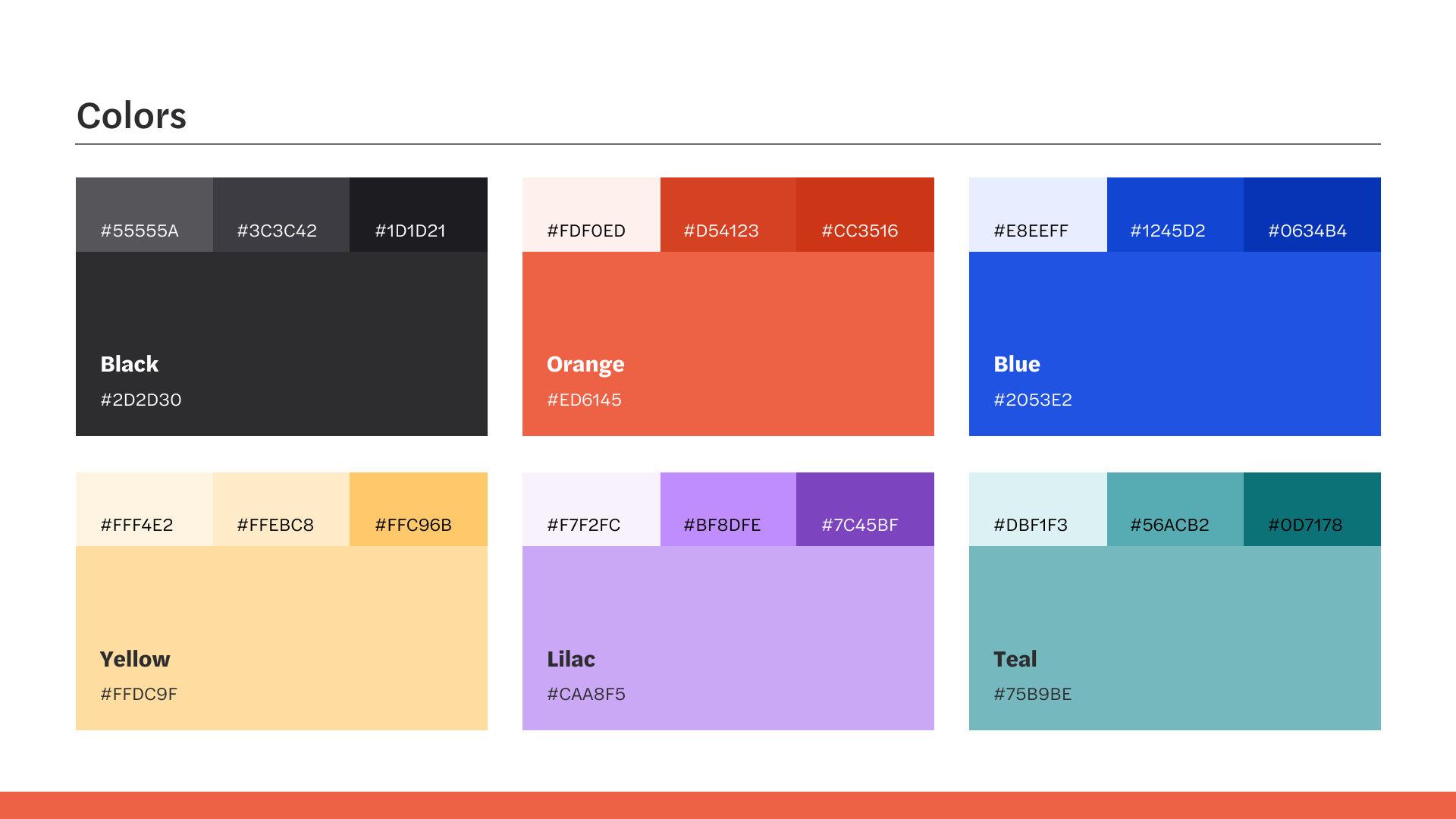 Launch color palette — primary red, neutrals, and accent colors