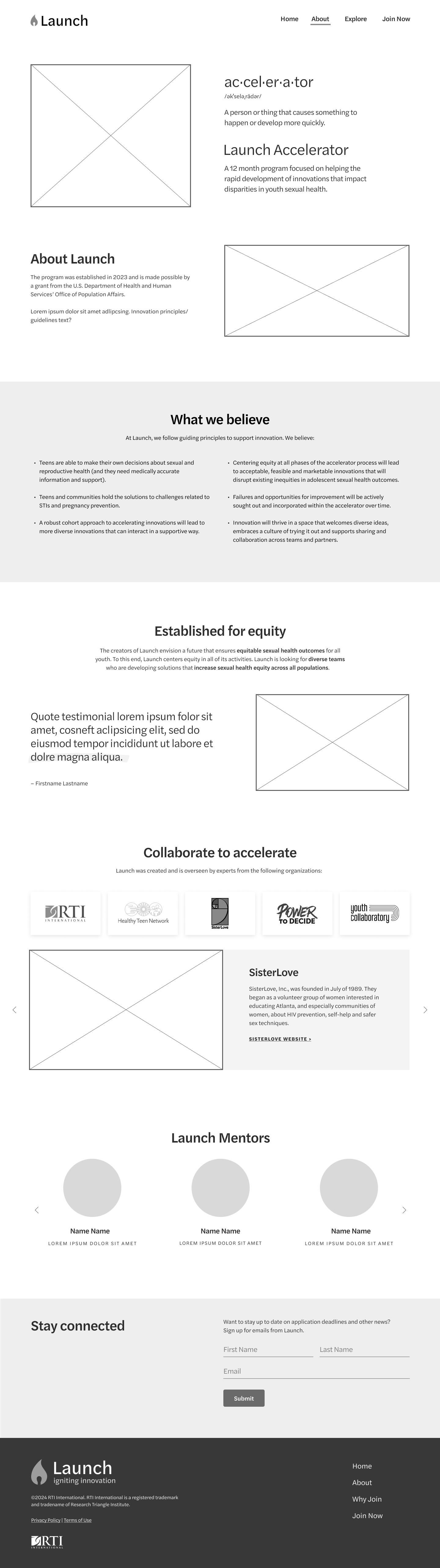 Launch lo-fi wireframes — Why Join and Explore screens