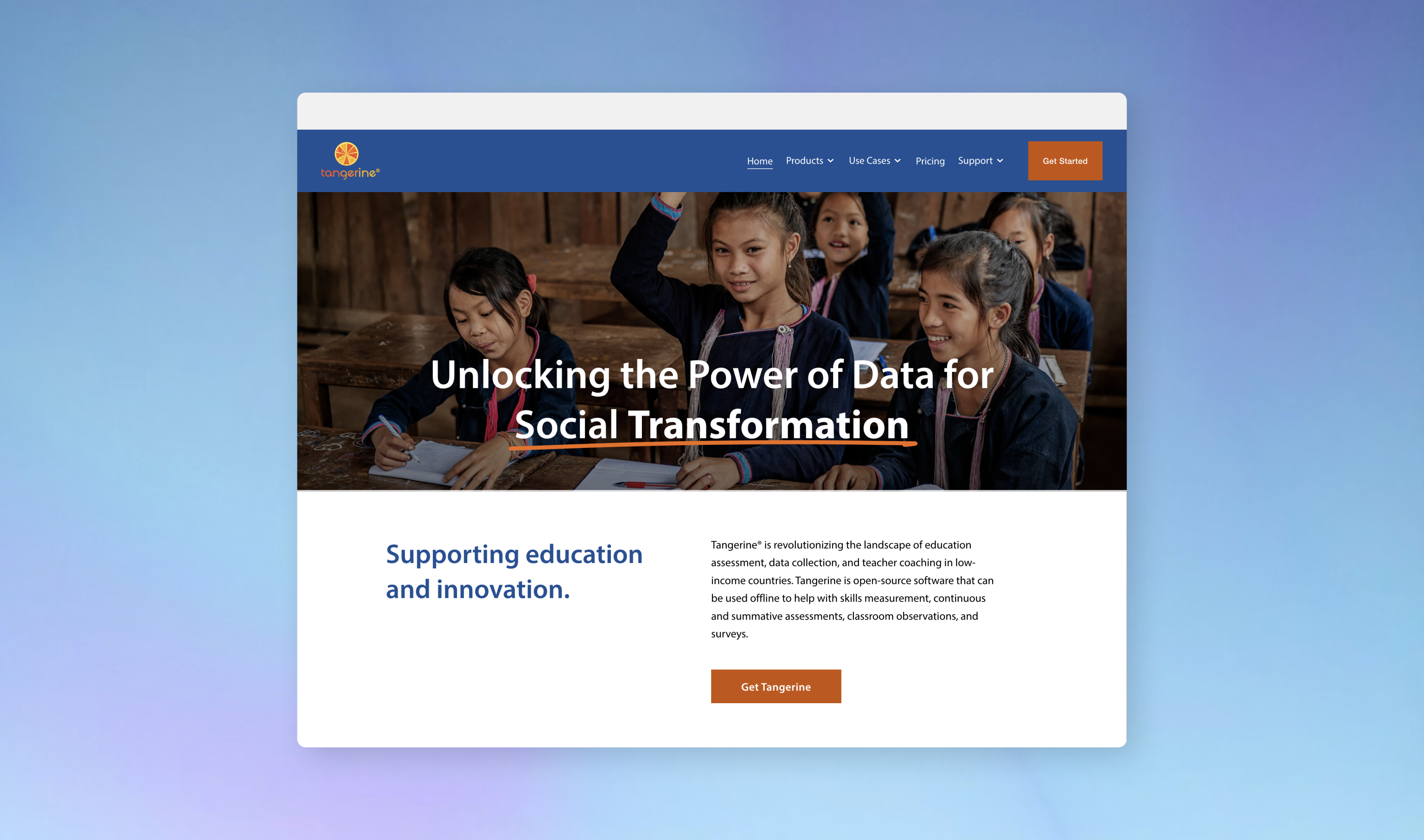 Tangerine site redesign — redesigned homepage