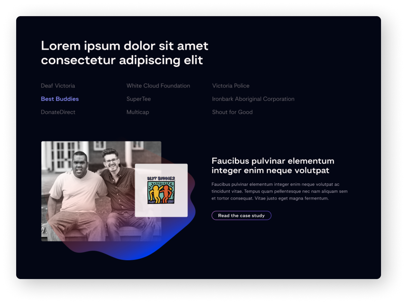 Prototype option 3 — Learn more carousel layout with nonprofit categories